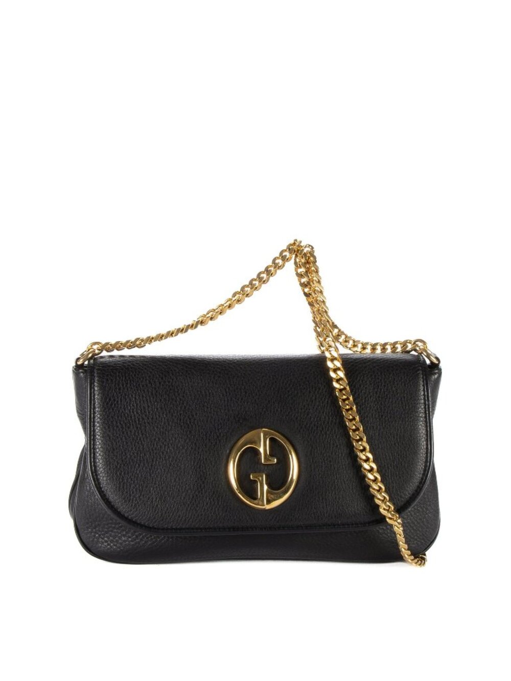 Gucci Small Interlocking G GG Chain Crossbody Black Grain Calfskin Leather